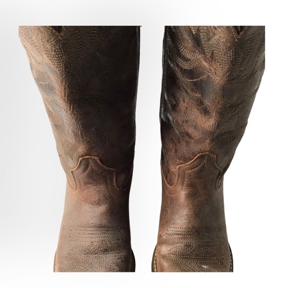 Rawhide Ladies 12” Brown Scalloped Top Western Boots 5151 - Picture 2 of 13